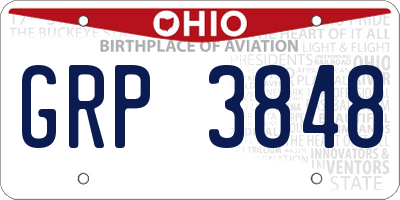 OH license plate GRP3848