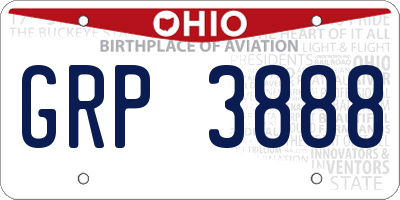 OH license plate GRP3888