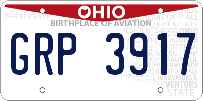 OH license plate GRP3917