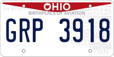OH license plate GRP3918