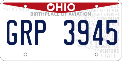 OH license plate GRP3945