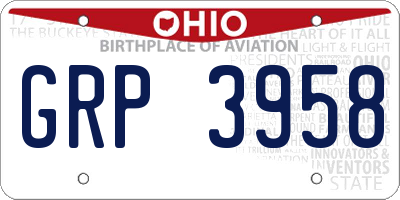 OH license plate GRP3958
