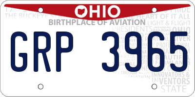 OH license plate GRP3965