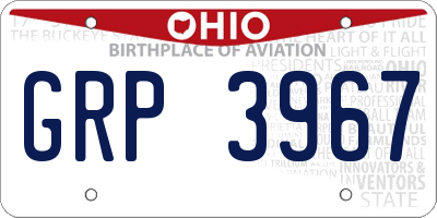 OH license plate GRP3967