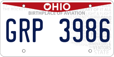 OH license plate GRP3986