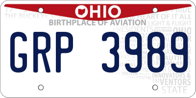 OH license plate GRP3989