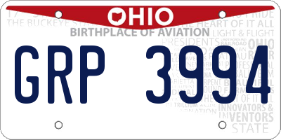 OH license plate GRP3994
