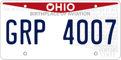 OH license plate GRP4007
