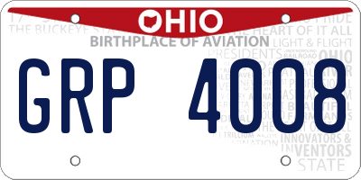 OH license plate GRP4008