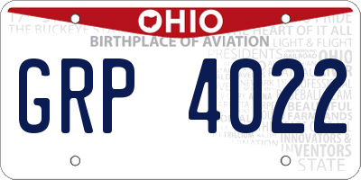 OH license plate GRP4022