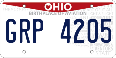 OH license plate GRP4205