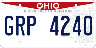 OH license plate GRP4240