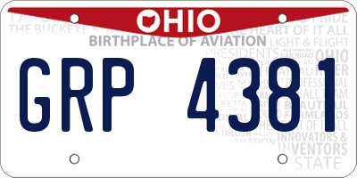 OH license plate GRP4381