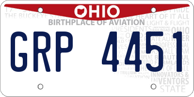 OH license plate GRP4451