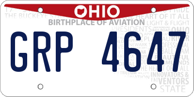 OH license plate GRP4647