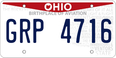 OH license plate GRP4716