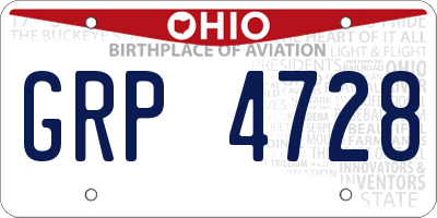 OH license plate GRP4728