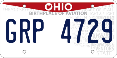 OH license plate GRP4729