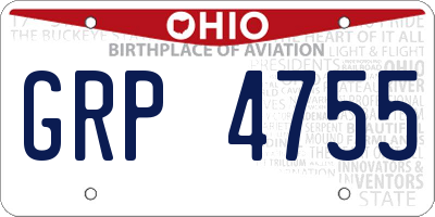 OH license plate GRP4755
