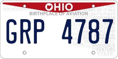 OH license plate GRP4787