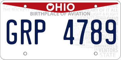 OH license plate GRP4789