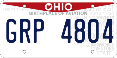 OH license plate GRP4804