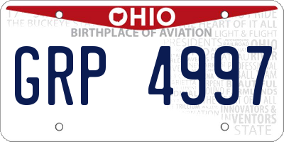 OH license plate GRP4997