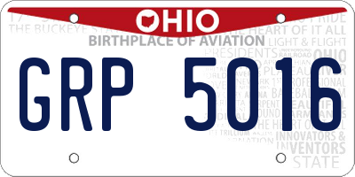 OH license plate GRP5016