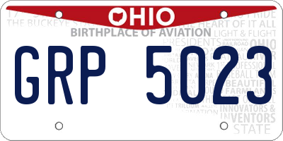 OH license plate GRP5023