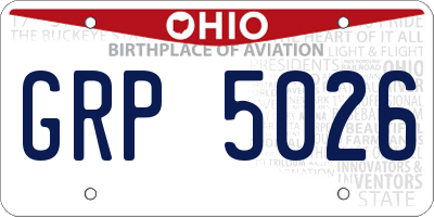 OH license plate GRP5026