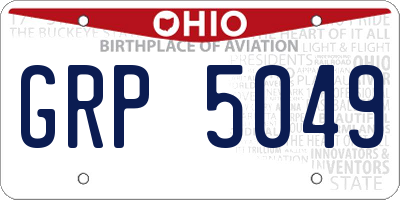 OH license plate GRP5049