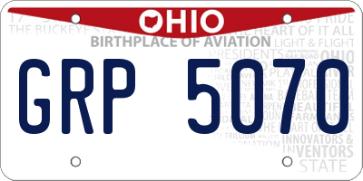 OH license plate GRP5070
