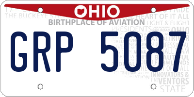 OH license plate GRP5087