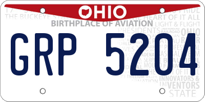 OH license plate GRP5204
