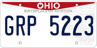 OH license plate GRP5223