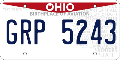 OH license plate GRP5243