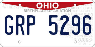 OH license plate GRP5296