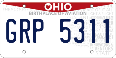 OH license plate GRP5311