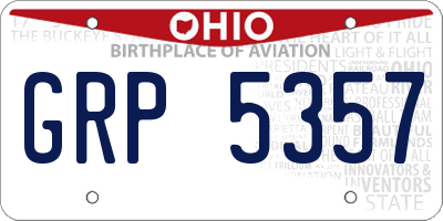 OH license plate GRP5357