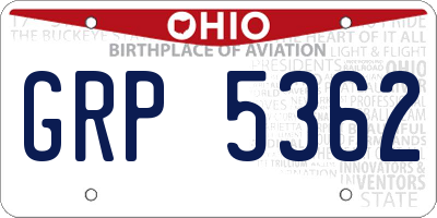 OH license plate GRP5362