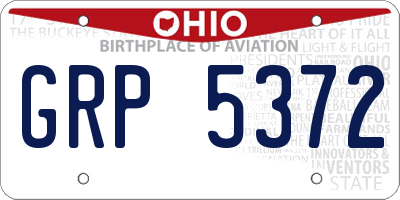 OH license plate GRP5372