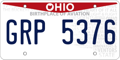 OH license plate GRP5376