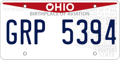 OH license plate GRP5394