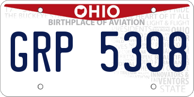 OH license plate GRP5398