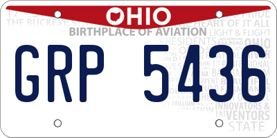 OH license plate GRP5436