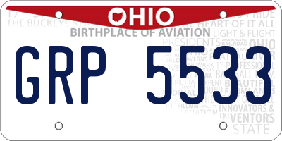 OH license plate GRP5533