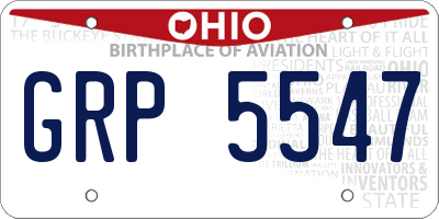 OH license plate GRP5547