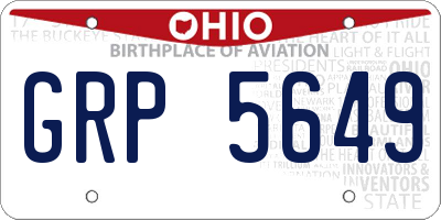 OH license plate GRP5649