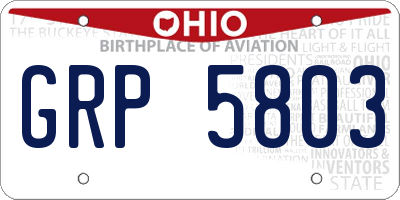 OH license plate GRP5803