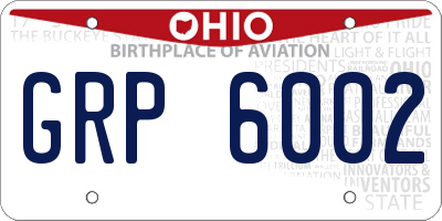 OH license plate GRP6002